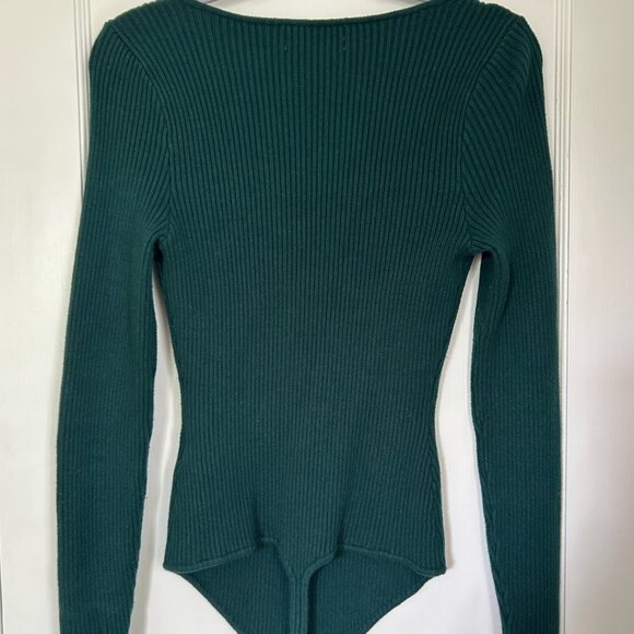 Abercrombie & Fitch Dark Green Sweetheart Sweater Bodysuit (L) - Picture 4 of 5